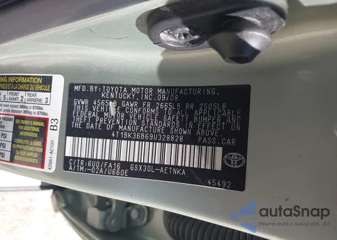 2009 Toyota Avalon Xl из США, поврежденный, VIN 4T1BK36B69U328828